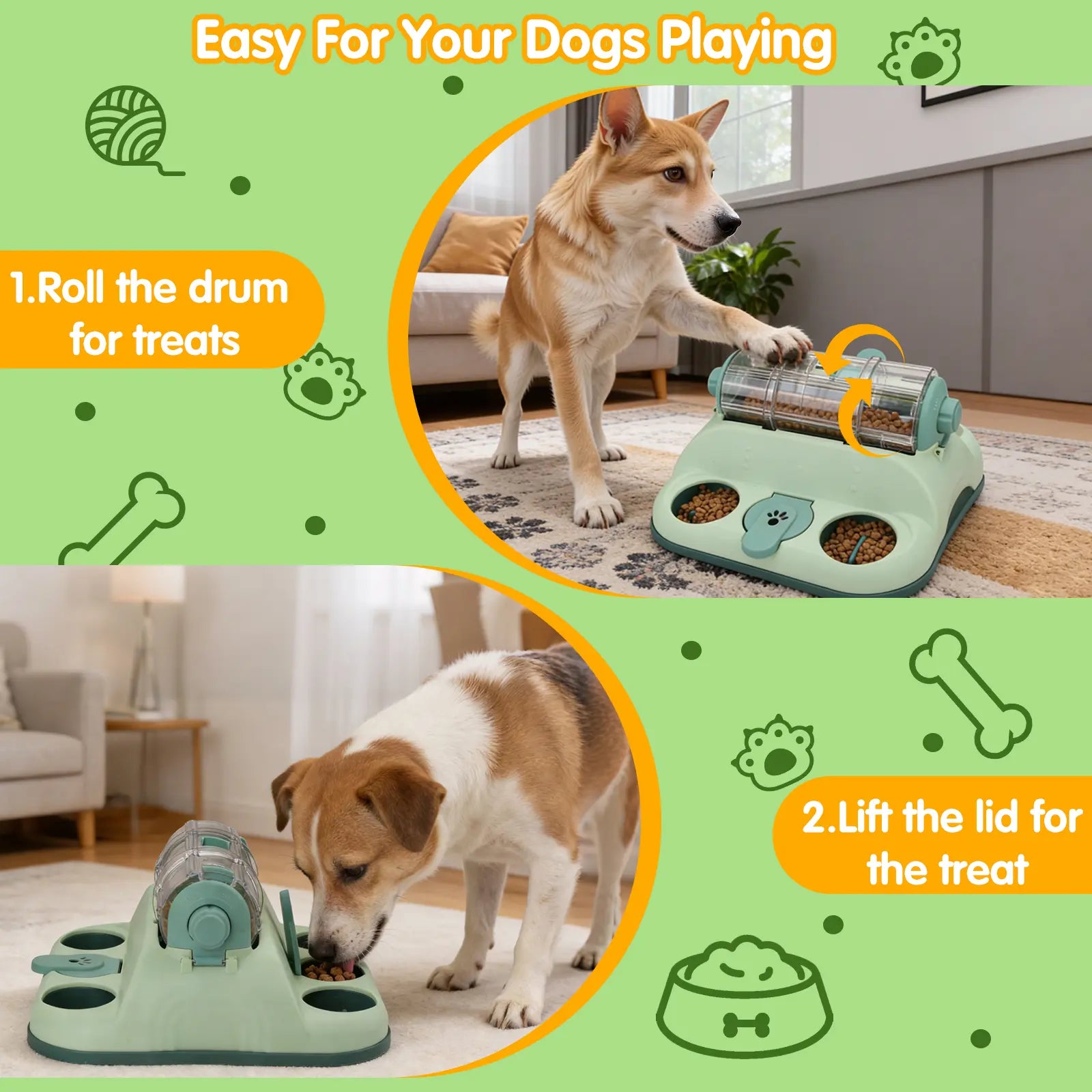 GOYJOY Universal Pet Food Dispenser and Puzzle Toy for Cats and Dogs – Slow Feeder and Treat Hiding Meal Holder for Self-Entertainment