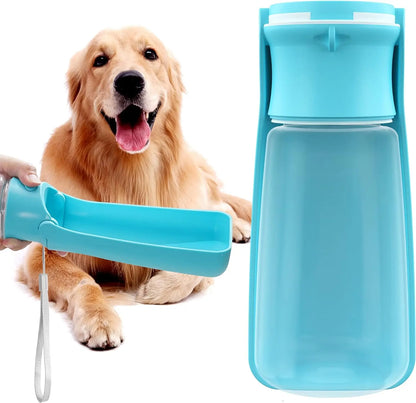 Portable Dog Water Bottle, 19 OZ Pet Water Dispenser for Small, Medium, Large Dogs – Ideal for Walking, Includes Water Bowl (Blue)