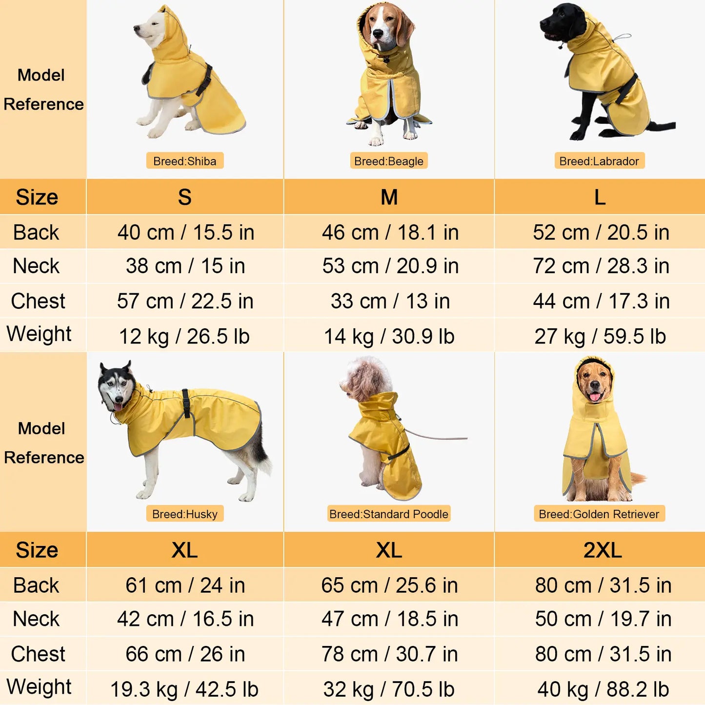 Lightweight Waterproof Dog Raincoat - Adjustable Yellow Poncho with Soft Lining for Medium to Large Dogs