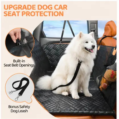 Ultimate Waterproof Dog Car Seat Cover - Protect Your Back Seat with Durable Hard Bottom Design
