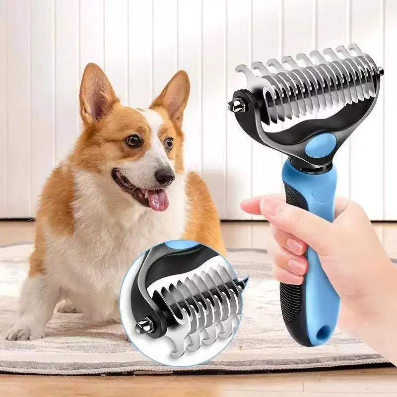 Pain-Free Dematting Undercoat Rake for Dogs and Cats - Dual-Sided Shedding Brush for Efficient Tangle and Fur Removal, Reduces Loose Hair and Mats Effortlessly