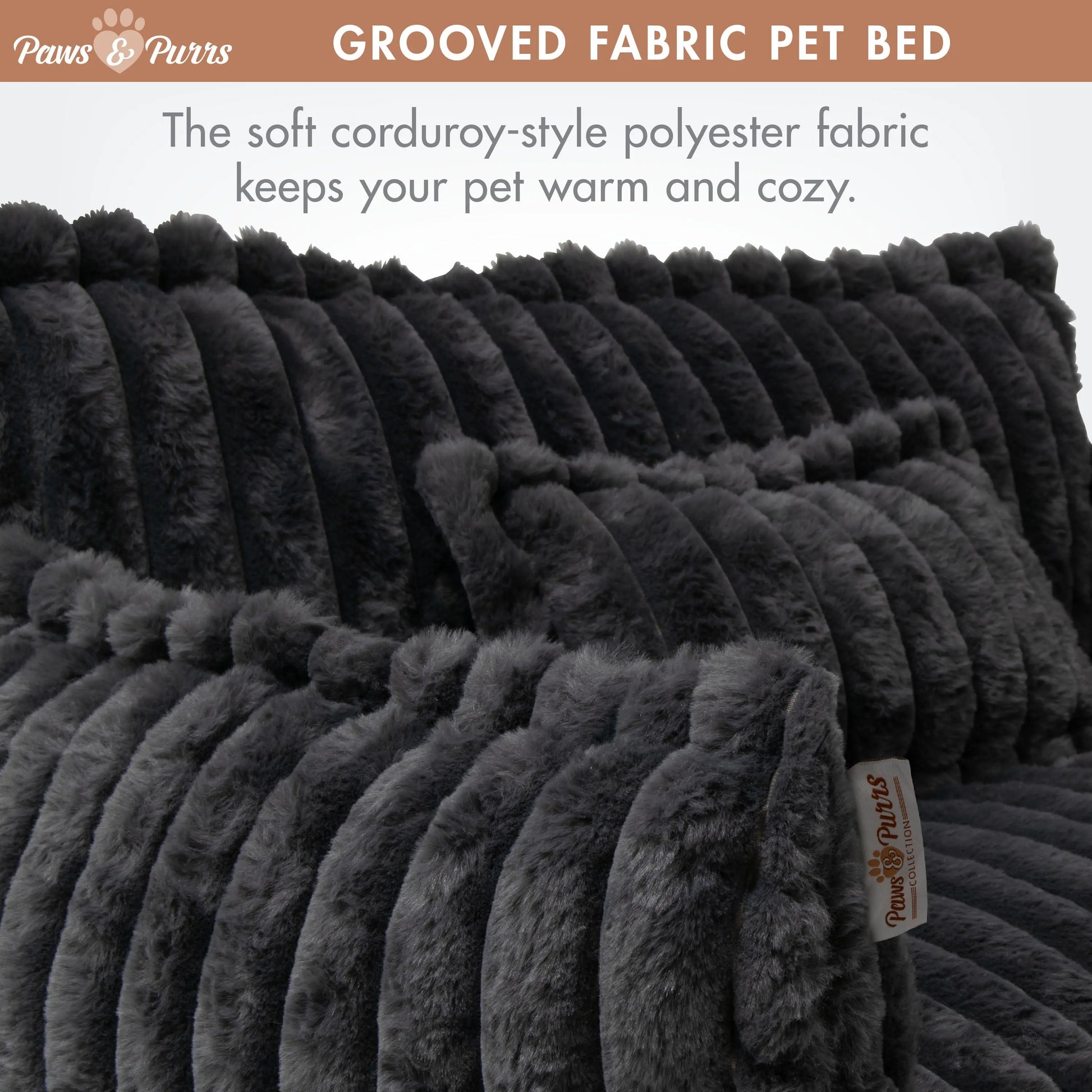 Pet Sofa Bed with Grooved Fabric for Cats and Small to Medium Dogs, Dark Gray