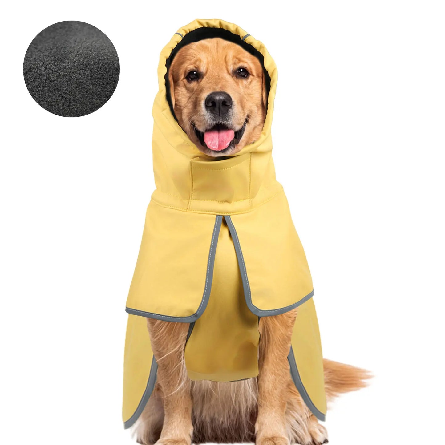 Lightweight Waterproof Dog Raincoat - Adjustable Yellow Poncho with Soft Lining for Medium to Large Dogs