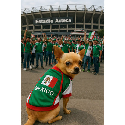 Parisian Pet 'Team Mexico' Dog & Cat T-Shirt – Patriotic Dog Shirt, Perfect for Soccer Fans – Red, White, Green