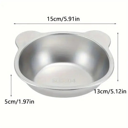 1 Set/2 Pieces of 304 Stainless Steel Cat Bowl, Tilted Raised Neck Protection Bowl Suitable for Cats and Dogs, Pet Feeding and Drinking, Pet Water Bowl, Anti-Corrosion Material, Universal for Cats and Dogs, Essential for Pet Care, Exclusive for Cat Owners