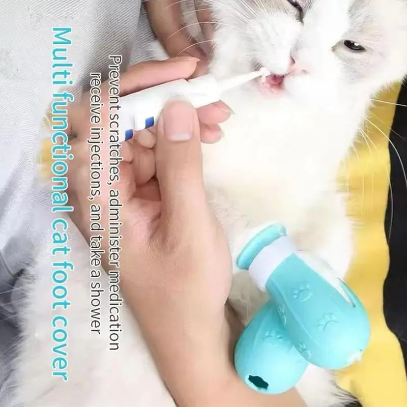 Cat Bathing Shoes - 4 Pairs | Silicone Paw Protectors for Safe Grooming & Bath Time - Protects Paws, Prevents Scratching