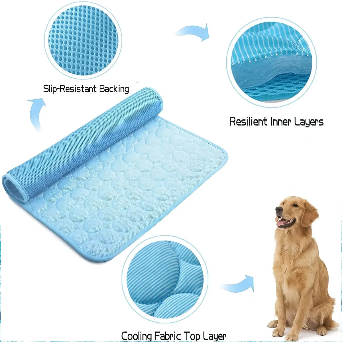 2026 Ice Silk Cooling Dog Bed - Comfortable & Machine Washable Summer Mat for Pets of All Sizes, Non-Slip Design