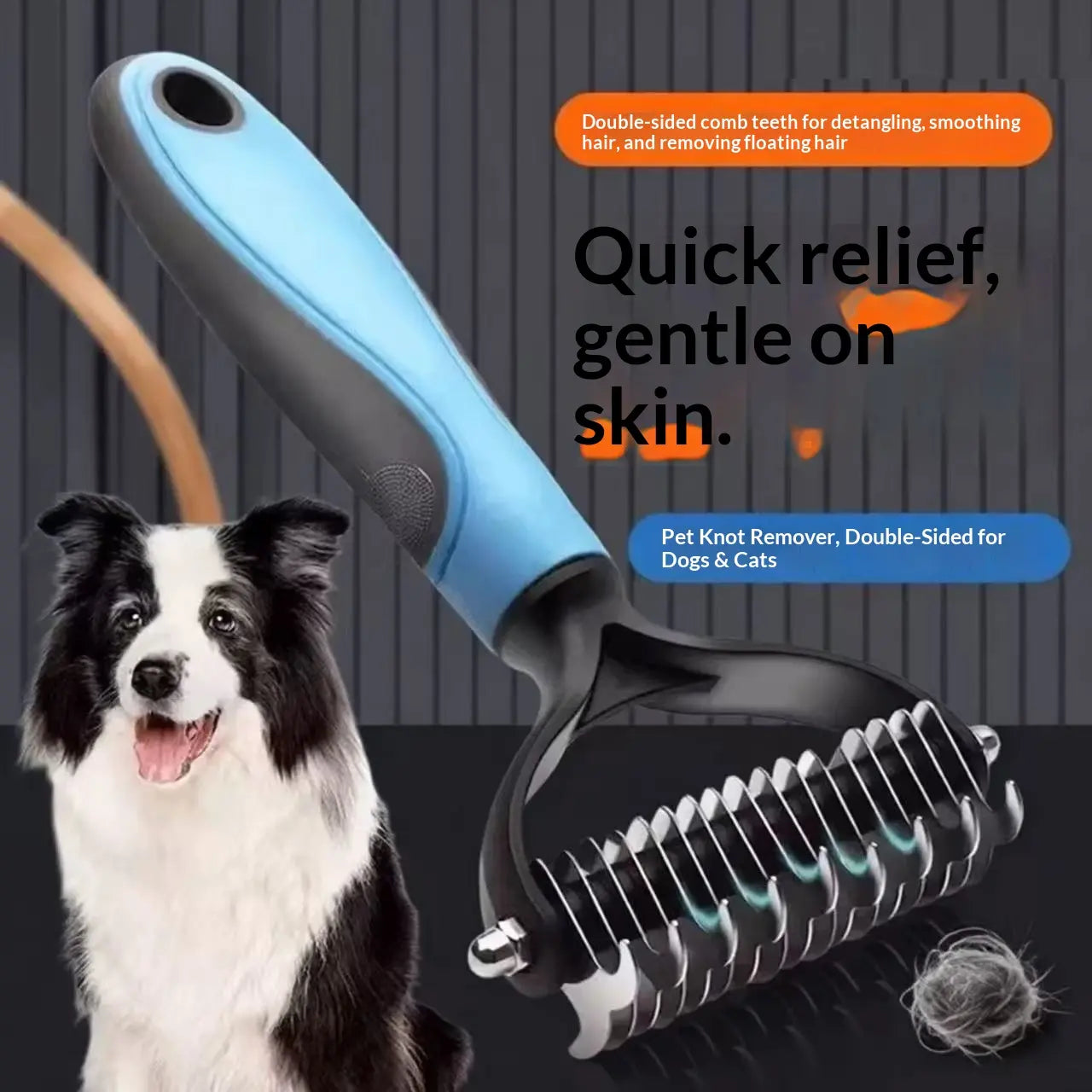 Pain-Free Dematting Undercoat Rake for Dogs and Cats - Dual-Sided Shedding Brush for Efficient Tangle and Fur Removal, Reduces Loose Hair and Mats Effortlessly