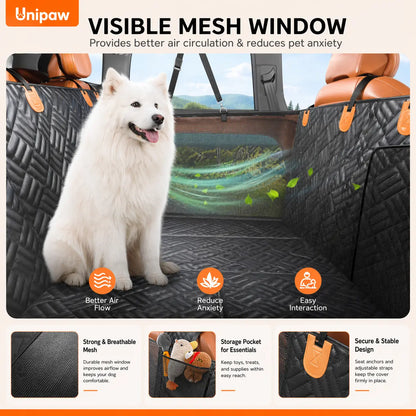 Ultimate Waterproof Dog Car Seat Cover - Protect Your Back Seat with Durable Hard Bottom Design