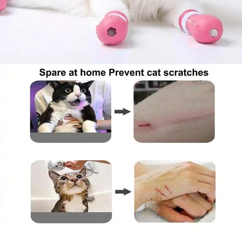 Cat Bathing Shoes - 4 Pairs | Silicone Paw Protectors for Safe Grooming & Bath Time - Protects Paws, Prevents Scratching