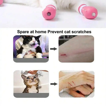 Cat Bathing Shoes - 4 Pairs | Silicone Paw Protectors for Safe Grooming & Bath Time - Protects Paws, Prevents Scratching