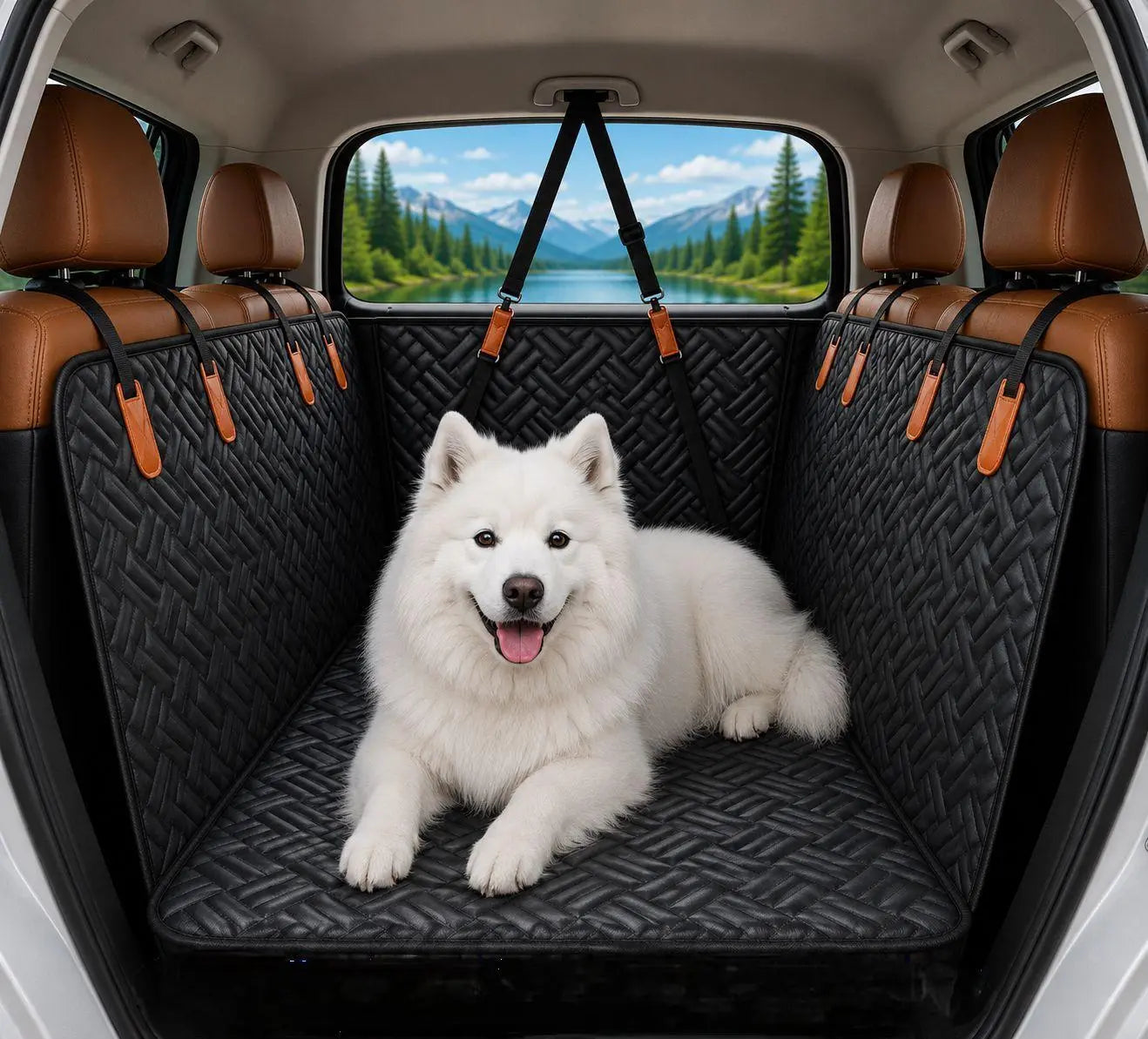 Ultimate Waterproof Dog Car Seat Cover - Protect Your Back Seat with Durable Hard Bottom Design
