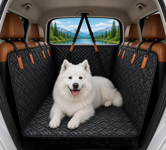 Ultimate Waterproof Dog Car Seat Cover - Protect Your Back Seat with Durable Hard Bottom Design