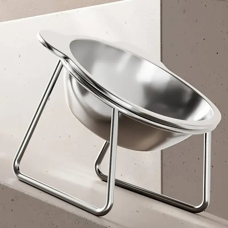 1 Set/2 Pieces of 304 Stainless Steel Cat Bowl, Tilted Raised Neck Protection Bowl Suitable for Cats and Dogs, Pet Feeding and Drinking, Pet Water Bowl, Anti-Corrosion Material, Universal for Cats and Dogs, Essential for Pet Care, Exclusive for Cat Owners
