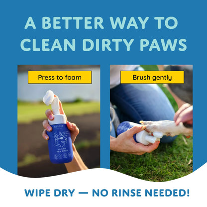 BESDEE Dog Co. No-Rinse Paw Wash Kit - Gentle Safe Fragrance-Free Ph Balanced Tablets for Small Medium & Large Dogs with Travel Bag & Plush Towels Grooming Products