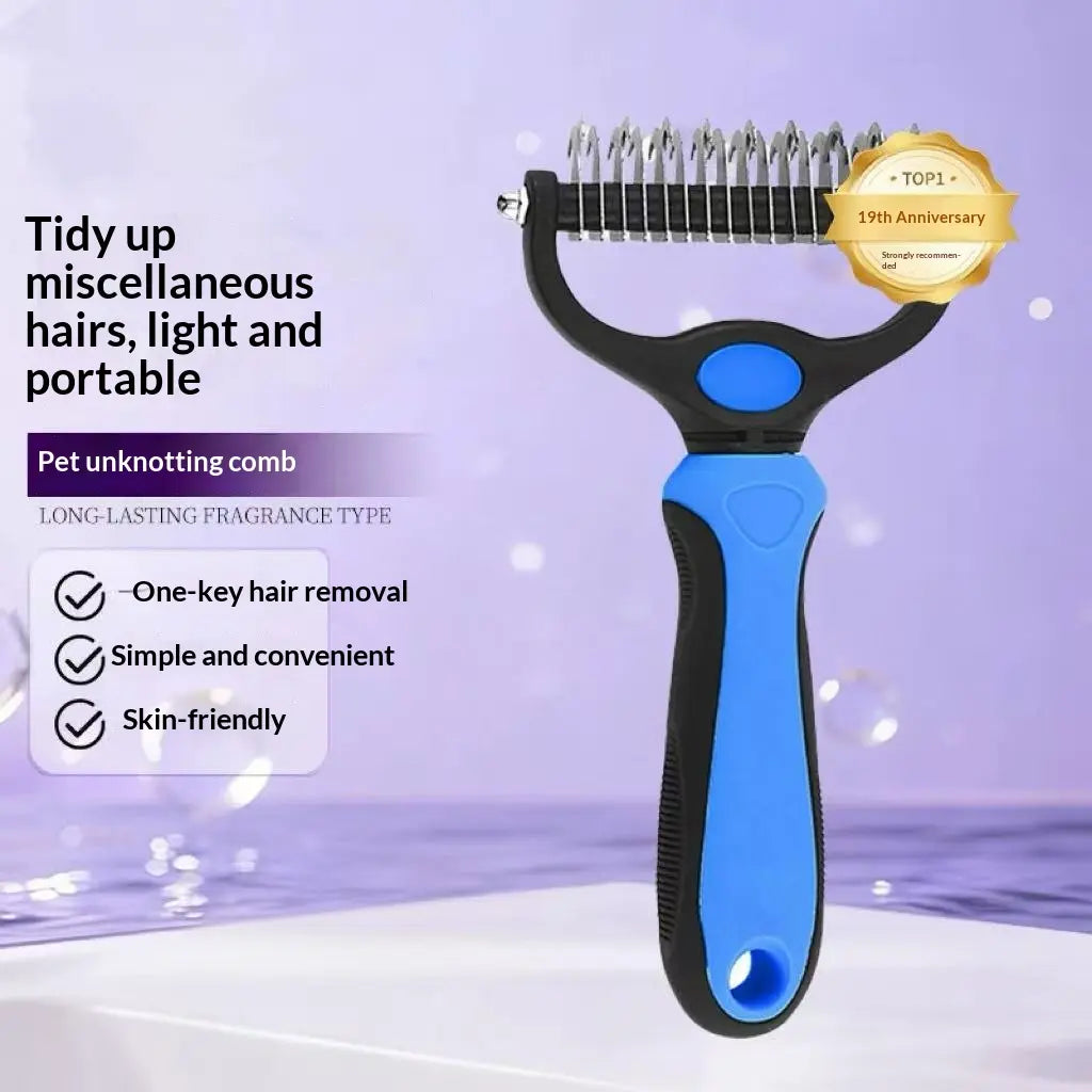 Pain-Free Dematting Undercoat Rake for Dogs and Cats - Dual-Sided Shedding Brush for Efficient Tangle and Fur Removal, Reduces Loose Hair and Mats Effortlessly