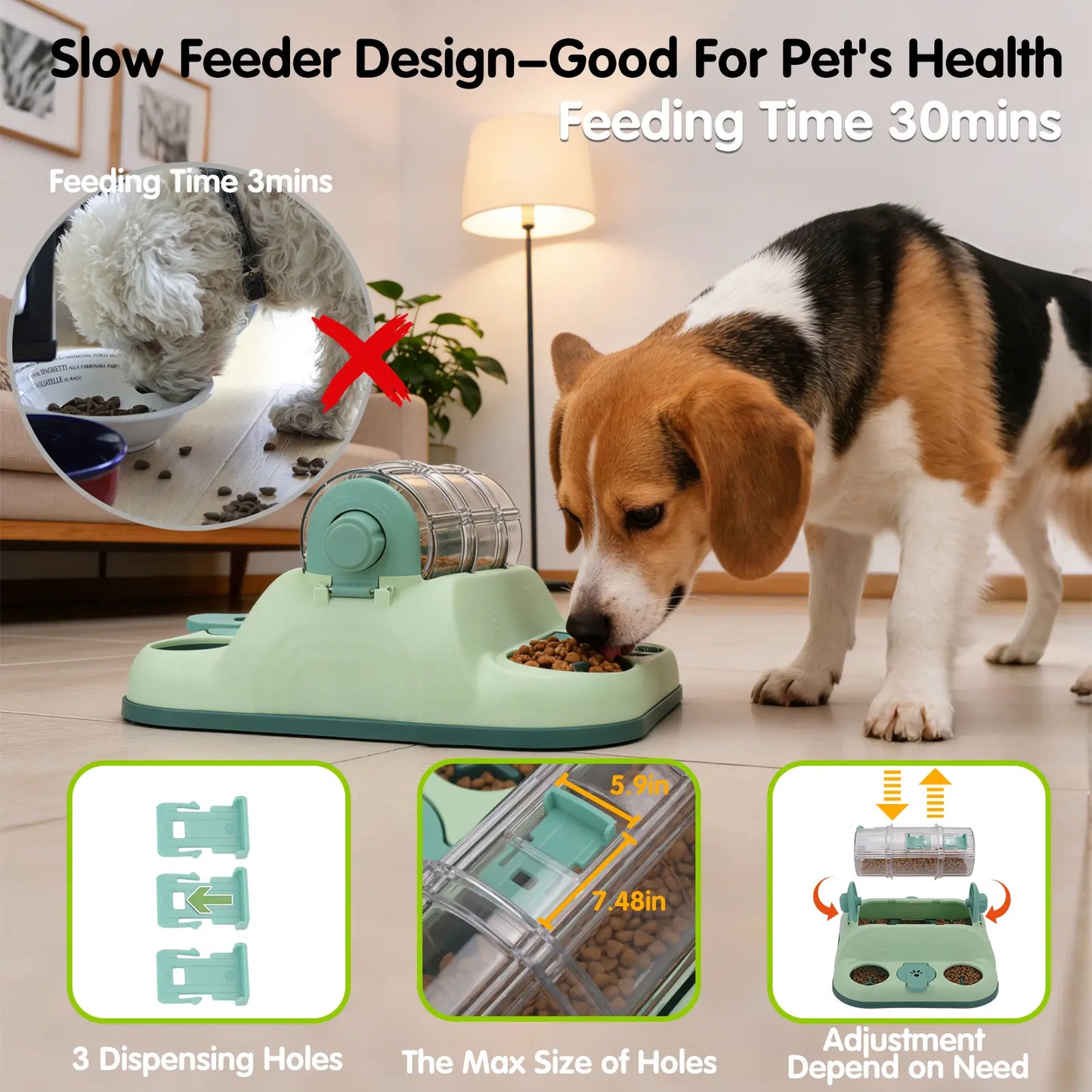 GOYJOY Universal Pet Food Dispenser and Puzzle Toy for Cats and Dogs – Slow Feeder and Treat Hiding Meal Holder for Self-Entertainment