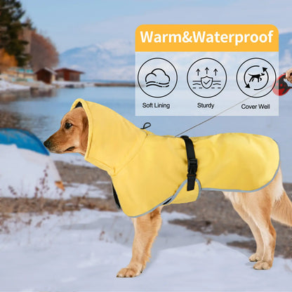 Lightweight Waterproof Dog Raincoat - Adjustable Yellow Poncho with Soft Lining for Medium to Large Dogs