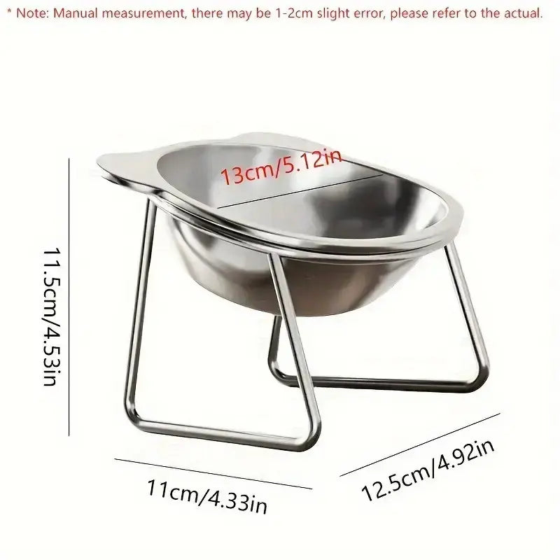 1 Set/2 Pieces of 304 Stainless Steel Cat Bowl, Tilted Raised Neck Protection Bowl Suitable for Cats and Dogs, Pet Feeding and Drinking, Pet Water Bowl, Anti-Corrosion Material, Universal for Cats and Dogs, Essential for Pet Care, Exclusive for Cat Owners