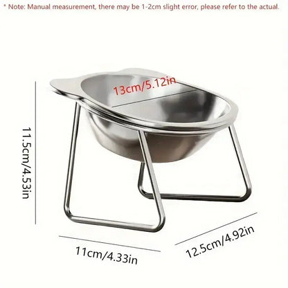 1 Set/2 Pieces of 304 Stainless Steel Cat Bowl, Tilted Raised Neck Protection Bowl Suitable for Cats and Dogs, Pet Feeding and Drinking, Pet Water Bowl, Anti-Corrosion Material, Universal for Cats and Dogs, Essential for Pet Care, Exclusive for Cat Owners