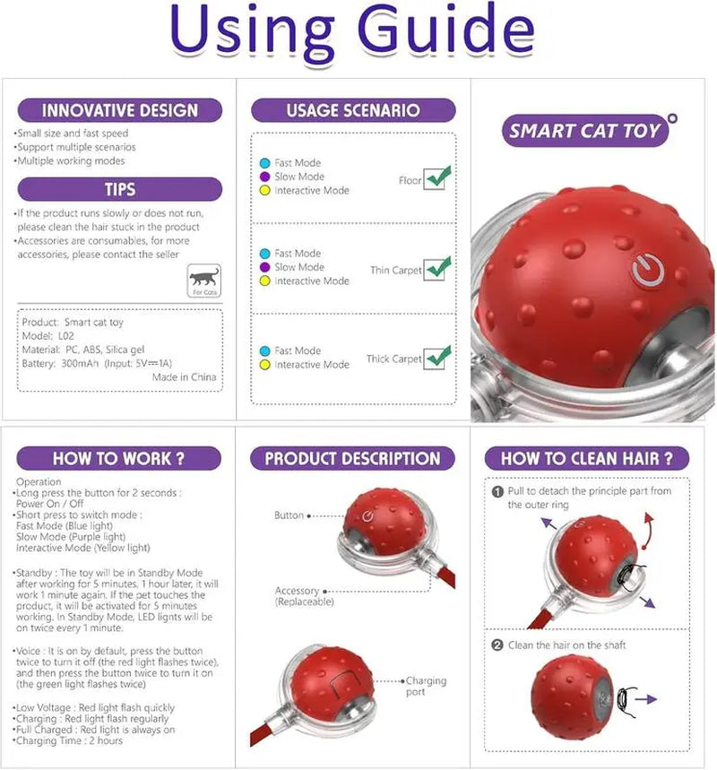 Automatic Interactive Cat Toy Ball with Motion Activation and Chirping Sounds for Indoor Cats