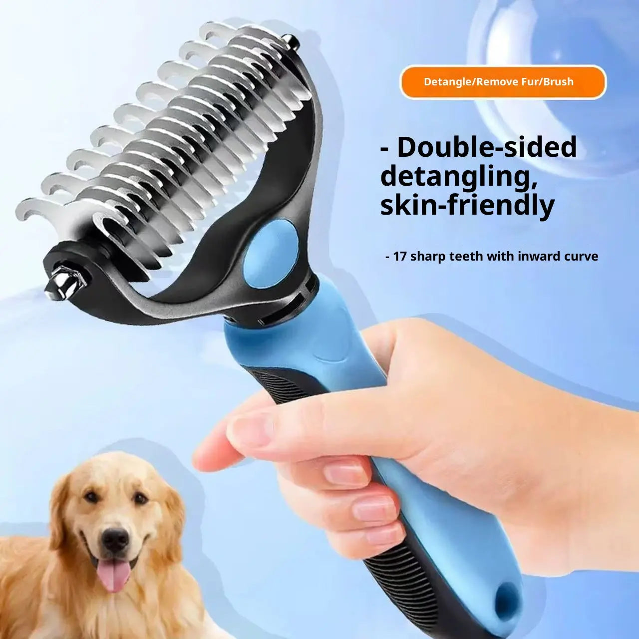 Pain-Free Dematting Undercoat Rake for Dogs and Cats - Dual-Sided Shedding Brush for Efficient Tangle and Fur Removal, Reduces Loose Hair and Mats Effortlessly