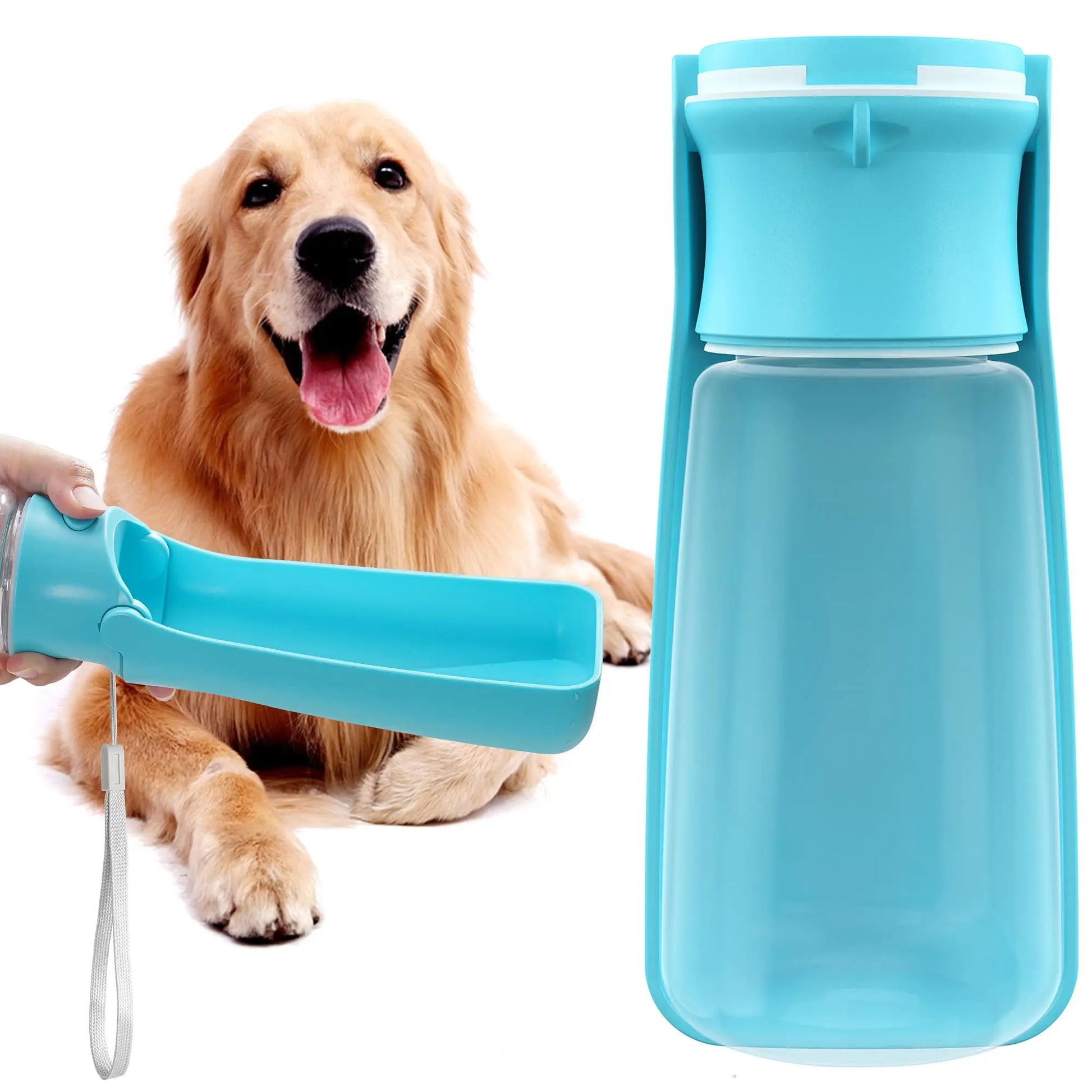 Portable Dog Water Bottle, 19 OZ Pet Water Dispenser for Small, Medium, Large Dogs – Ideal for Walking, Includes Water Bowl (Blue)