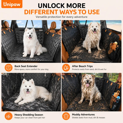 Ultimate Waterproof Dog Car Seat Cover - Protect Your Back Seat with Durable Hard Bottom Design