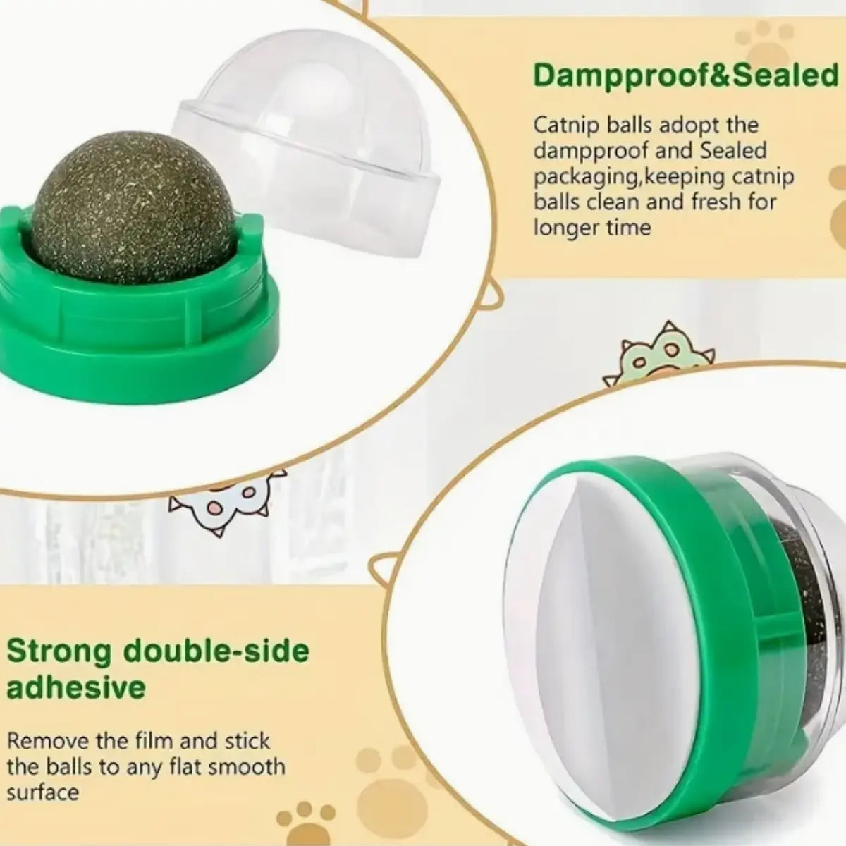 Catnip Ball,4Pcs, Extra Cat Energy Ball,Natural Catnip, Silvervine, Fruit of Silvervine and Dental Chew Toys for Healthy Teeth Cleaning