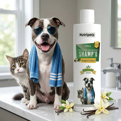 Nutripetz Pet Shampoo & Conditioner for Dogs & Cats – 500 ML Natural Aloe Vera & Coconut Cleanser | Anti-Itch Moisturizing Grooming Wash