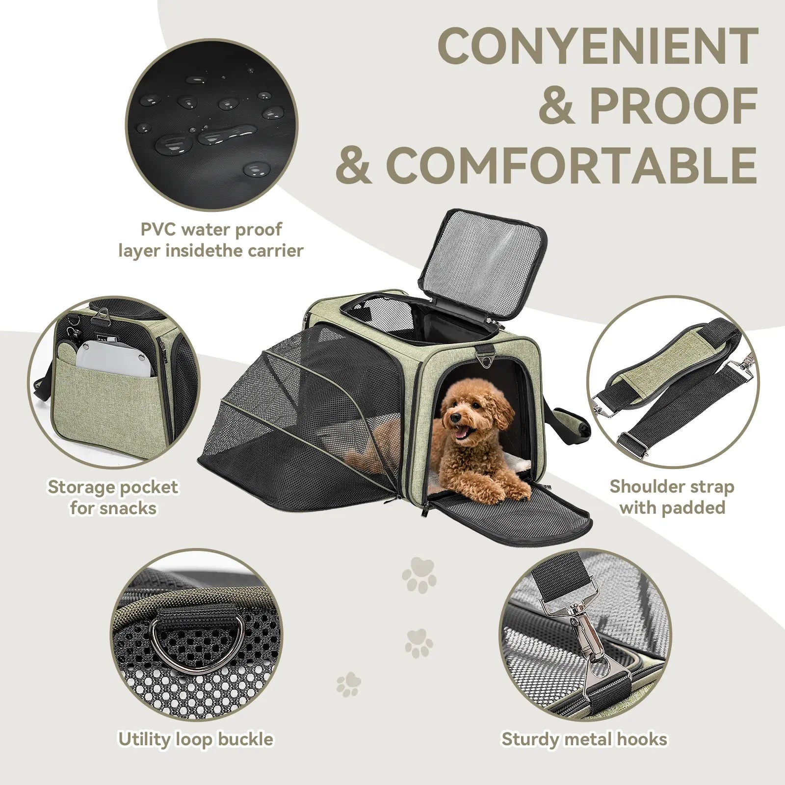 [5-Year Warranty] Petsfit Expandable Cat Dog Carrier Airline Approved, 17" L X 11" W X 11" H Soft-Sided Portable Pet Travel Carrier for Kitten, Puppy, Removable Soft Plush Mat and Pockets, Auto-Locking Zippers