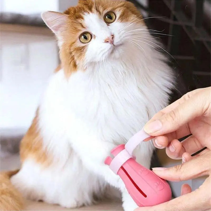 Cat Bathing Shoes - 4 Pairs | Silicone Paw Protectors for Safe Grooming & Bath Time - Protects Paws, Prevents Scratching