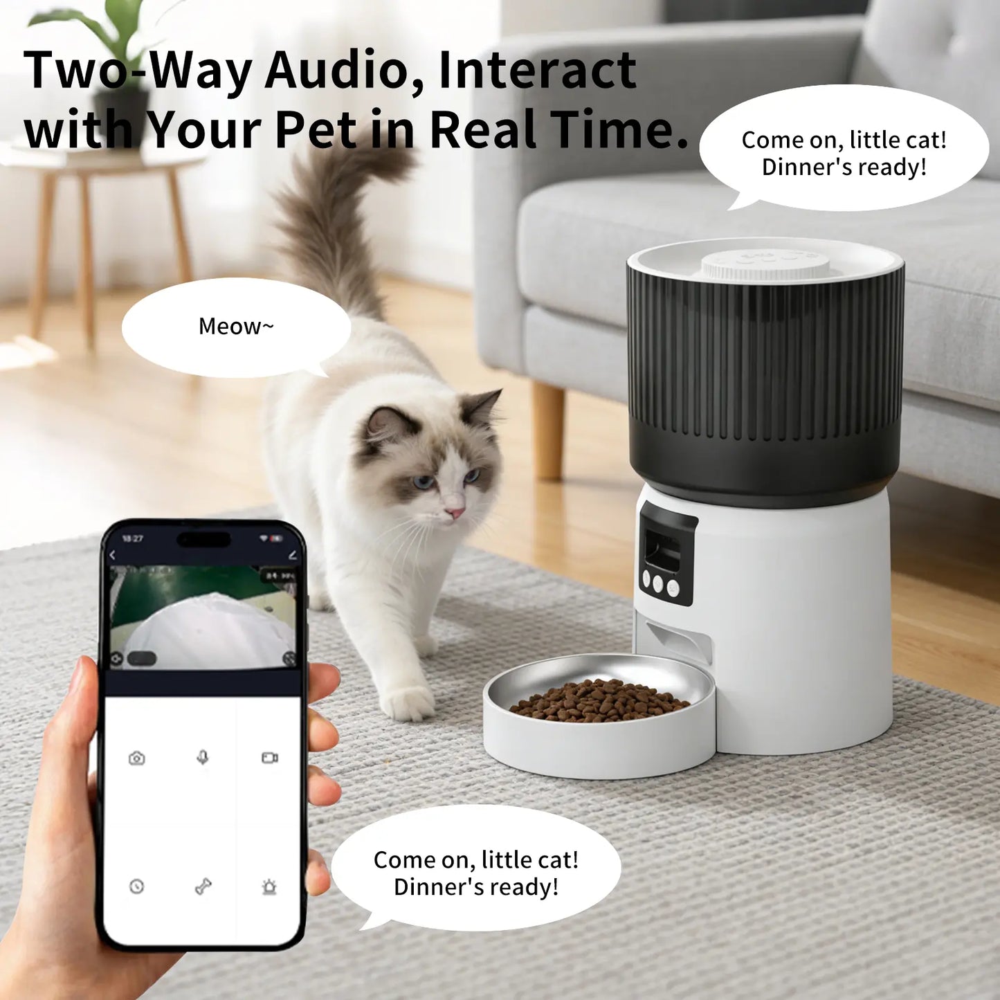 [Meynnpet] Smart Pet Feeder/4L Large Capacity/2K Ultra Hd/Dual Voice Interaction/160°Wide Angle/Smart App Control/Suitable for Cats Dogs and Multiple Pets Food Maker Automatic