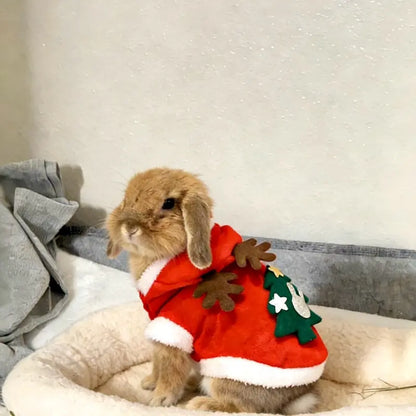 Adorable Antler Design Pet Sweater Warm Fleece Apparel for Small Pets Bunny Dog Cat Christmas Tree Motif
