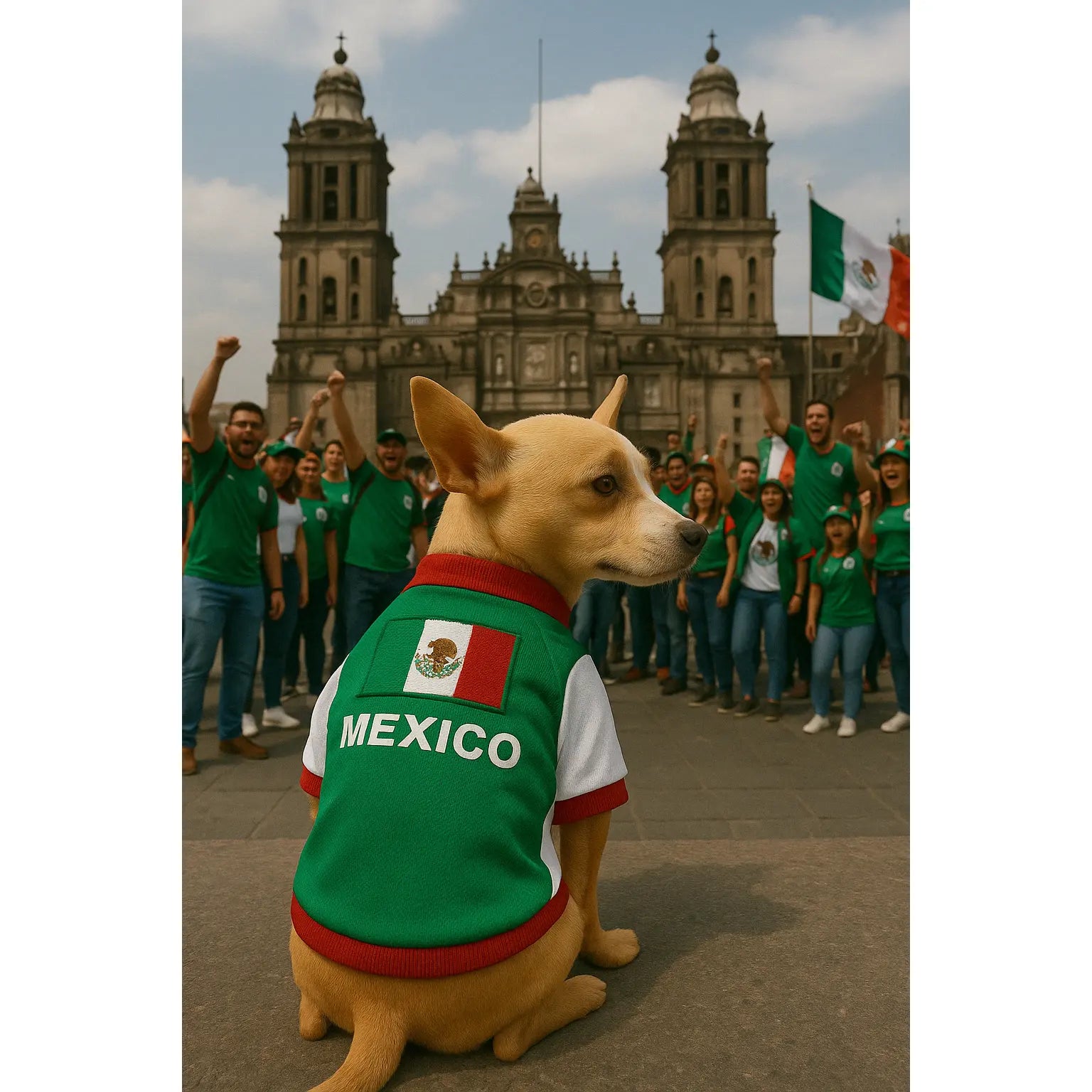 Parisian Pet 'Team Mexico' Dog & Cat T-Shirt – Patriotic Dog Shirt, Perfect for Soccer Fans – Red, White, Green
