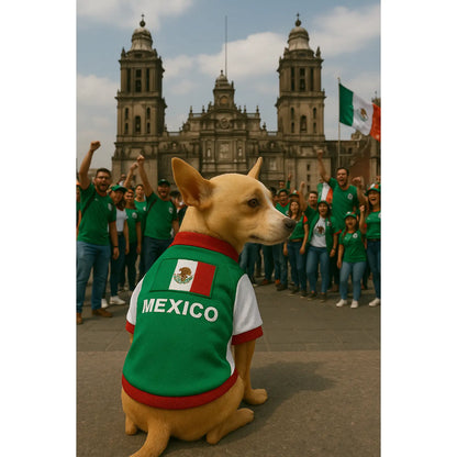 Parisian Pet 'Team Mexico' Dog & Cat T-Shirt – Patriotic Dog Shirt, Perfect for Soccer Fans – Red, White, Green