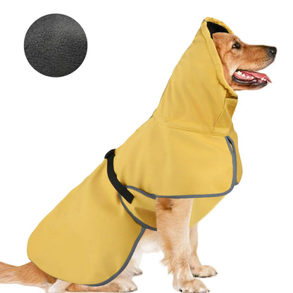 Lightweight Waterproof Dog Raincoat - Adjustable Yellow Poncho with Soft Lining for Medium to Large Dogs