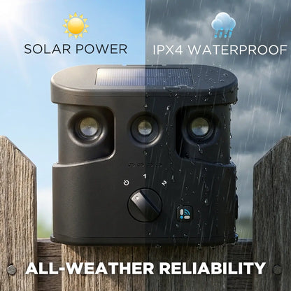 180° Solar-Powered Ultrasonic Dog Bark Control Device - Humane Anti-Barking Solution for All Breeds, IPX4 Waterproof, Dual Speakers, Adjustable Frequency, and APP Data Reporting, Ideal Dog Accessories