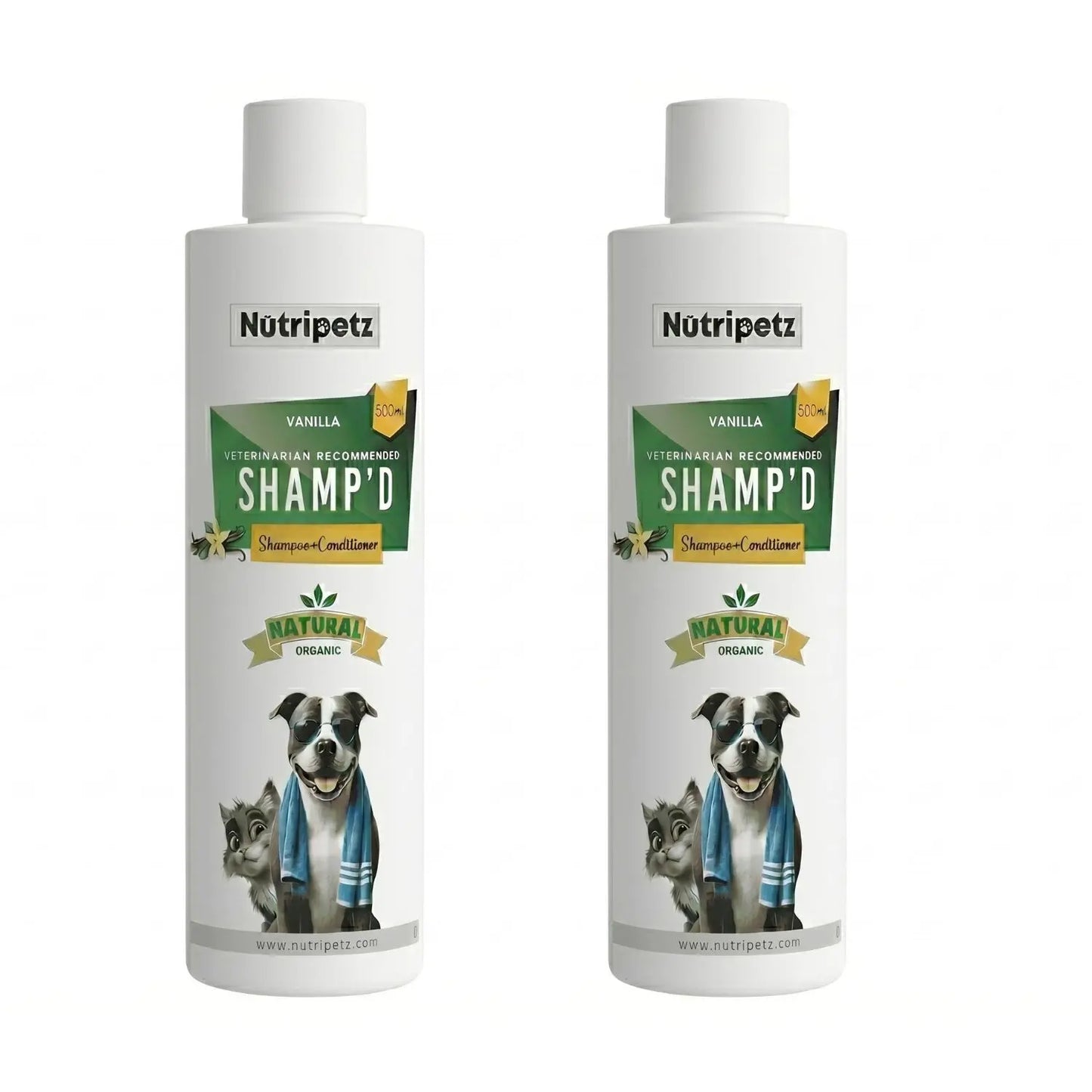 Nutripetz Pet Shampoo & Conditioner for Dogs & Cats – 500 ML Natural Aloe Vera & Coconut Cleanser | Anti-Itch Moisturizing Grooming Wash