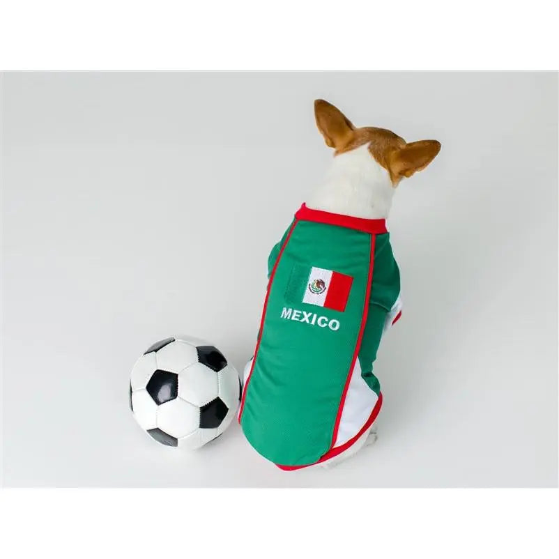 Parisian Pet 'Team Mexico' Dog & Cat T-Shirt – Patriotic Dog Shirt, Perfect for Soccer Fans – Red, White, Green