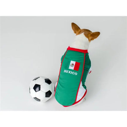 Parisian Pet 'Team Mexico' Dog & Cat T-Shirt – Patriotic Dog Shirt, Perfect for Soccer Fans – Red, White, Green