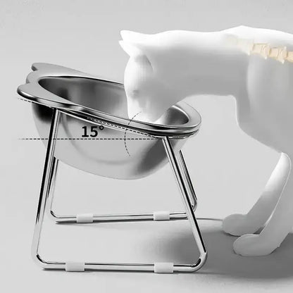 1 Set/2 Pieces of 304 Stainless Steel Cat Bowl, Tilted Raised Neck Protection Bowl Suitable for Cats and Dogs, Pet Feeding and Drinking, Pet Water Bowl, Anti-Corrosion Material, Universal for Cats and Dogs, Essential for Pet Care, Exclusive for Cat Owners