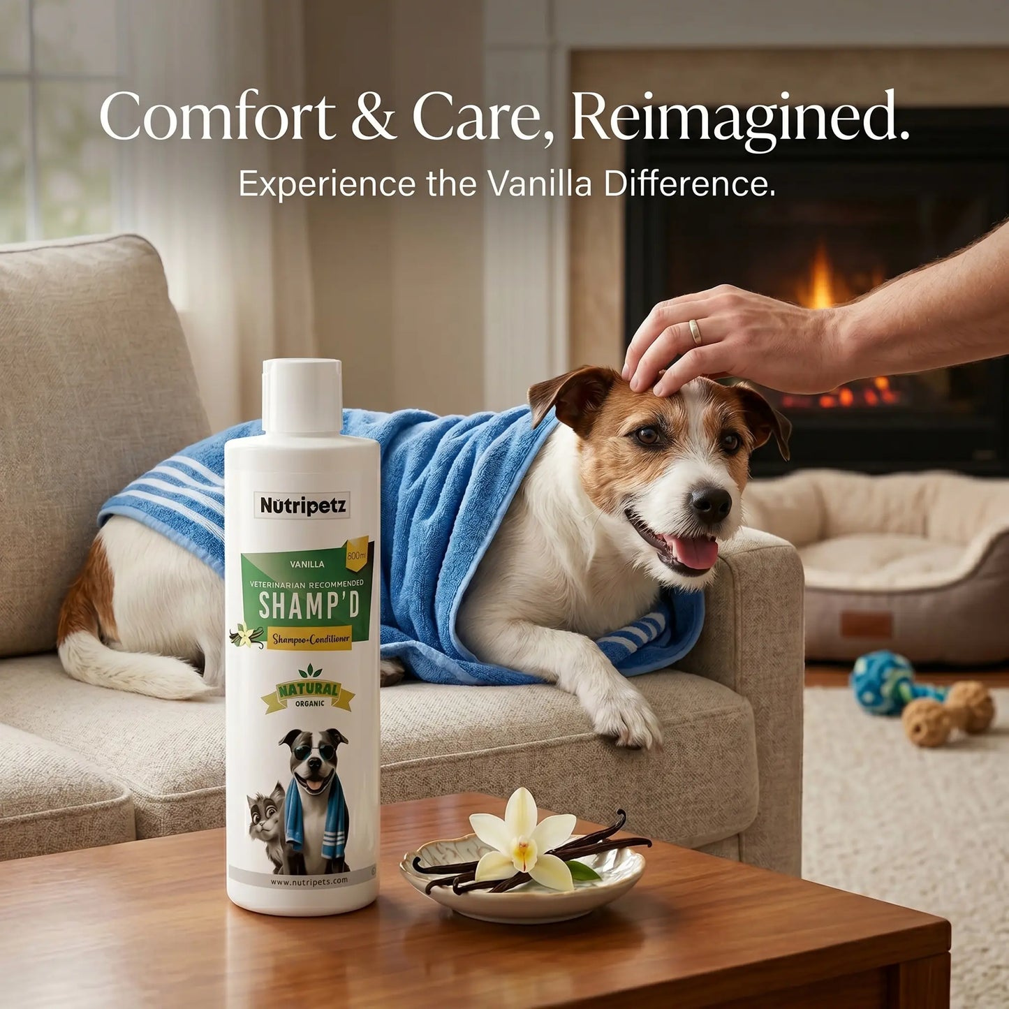 Nutripetz Pet Shampoo & Conditioner for Dogs & Cats – 500 ML Natural Aloe Vera & Coconut Cleanser | Anti-Itch Moisturizing Grooming Wash