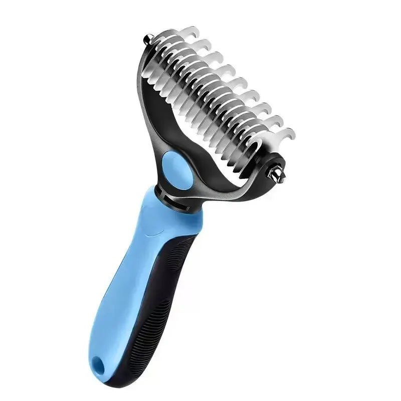 Pain-Free Dematting Undercoat Rake for Dogs and Cats - Dual-Sided Shedding Brush for Efficient Tangle and Fur Removal, Reduces Loose Hair and Mats Effortlessly