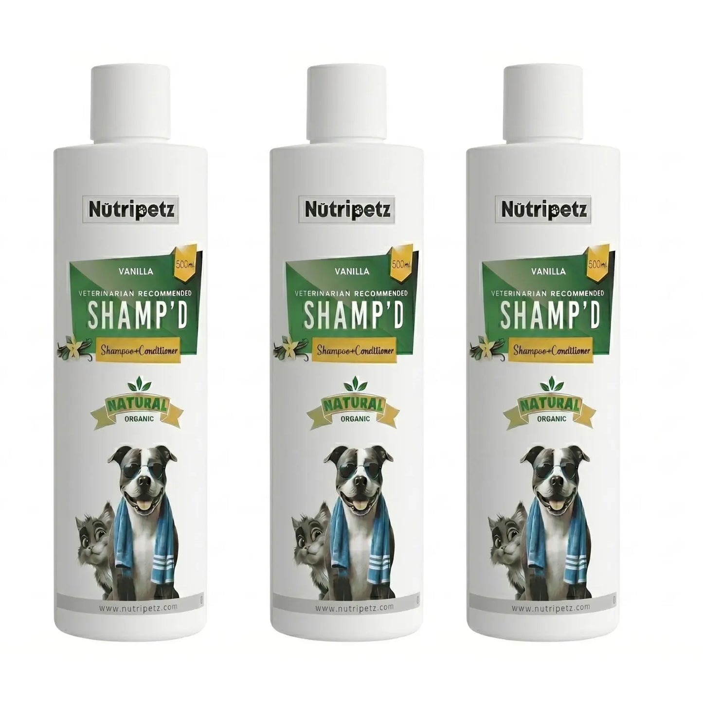 Nutripetz Pet Shampoo & Conditioner for Dogs & Cats – 500 ML Natural Aloe Vera & Coconut Cleanser | Anti-Itch Moisturizing Grooming Wash