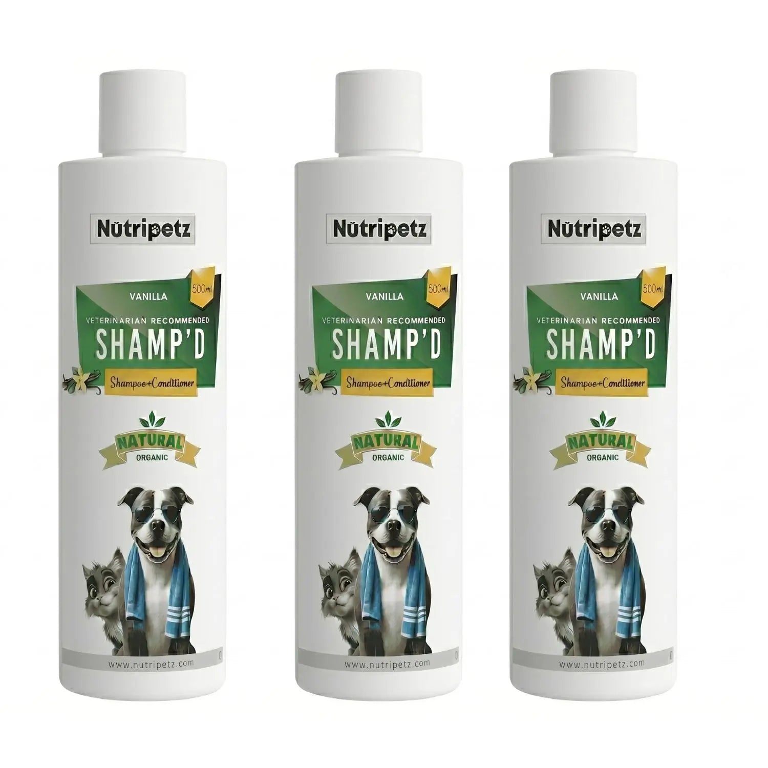 Nutripetz Pet Shampoo & Conditioner for Dogs & Cats – 500 ML Natural Aloe Vera & Coconut Cleanser | Anti-Itch Moisturizing Grooming Wash