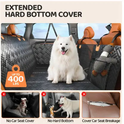 Ultimate Waterproof Dog Car Seat Cover - Protect Your Back Seat with Durable Hard Bottom Design