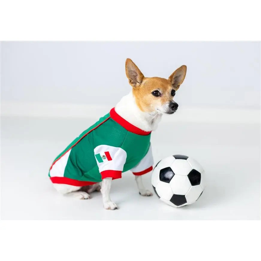 Parisian Pet 'Team Mexico' Dog & Cat T-Shirt – Patriotic Dog Shirt, Perfect for Soccer Fans – Red, White, Green