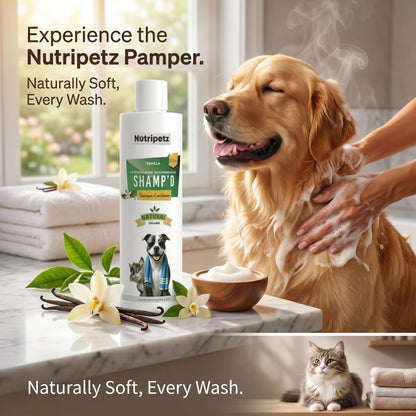 Nutripetz Pet Shampoo & Conditioner for Dogs & Cats – 500 ML Natural Aloe Vera & Coconut Cleanser | Anti-Itch Moisturizing Grooming Wash