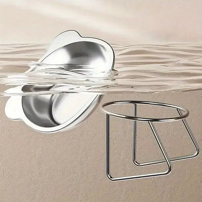 1 Set/2 Pieces of 304 Stainless Steel Cat Bowl, Tilted Raised Neck Protection Bowl Suitable for Cats and Dogs, Pet Feeding and Drinking, Pet Water Bowl, Anti-Corrosion Material, Universal for Cats and Dogs, Essential for Pet Care, Exclusive for Cat Owners
